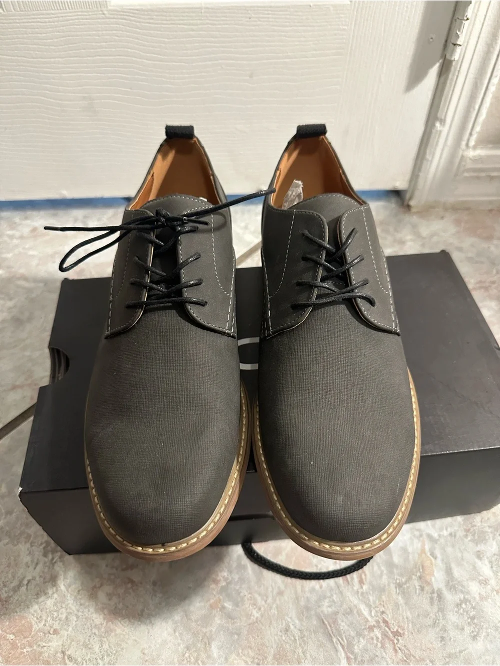 Men's Grey Lace-Up Derby Shoes